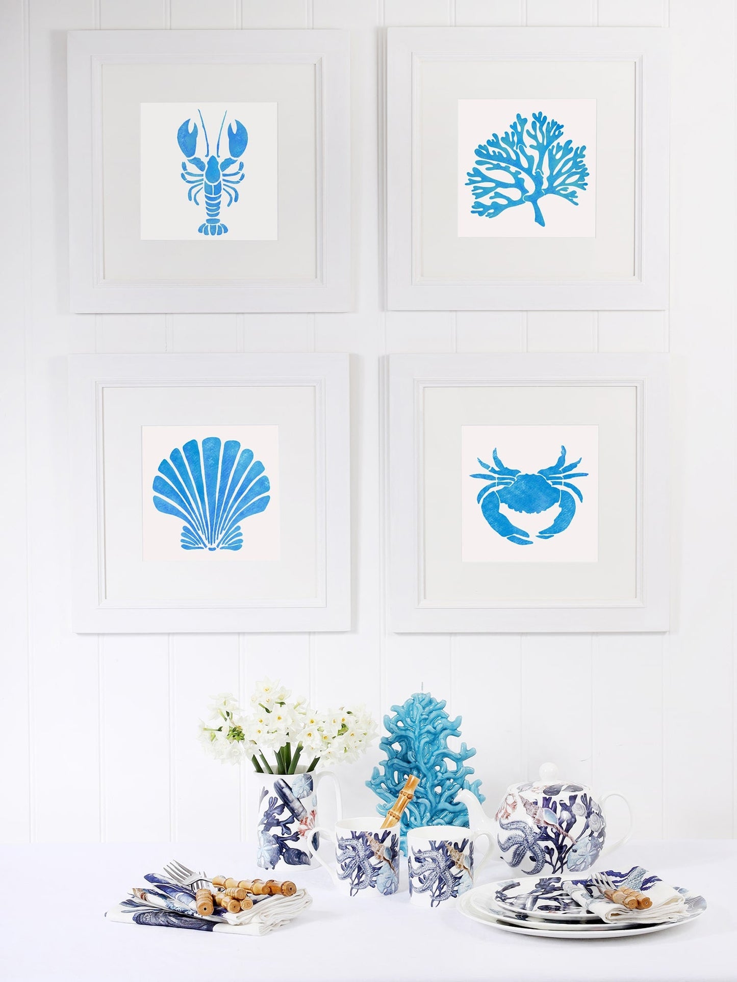 Fistral Blue Crab Art Print - 20cm & 30cm Square