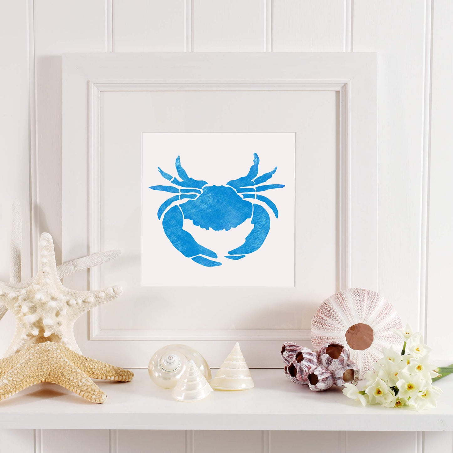 Fistral Blue Crab Art Print - 20cm & 30cm Square