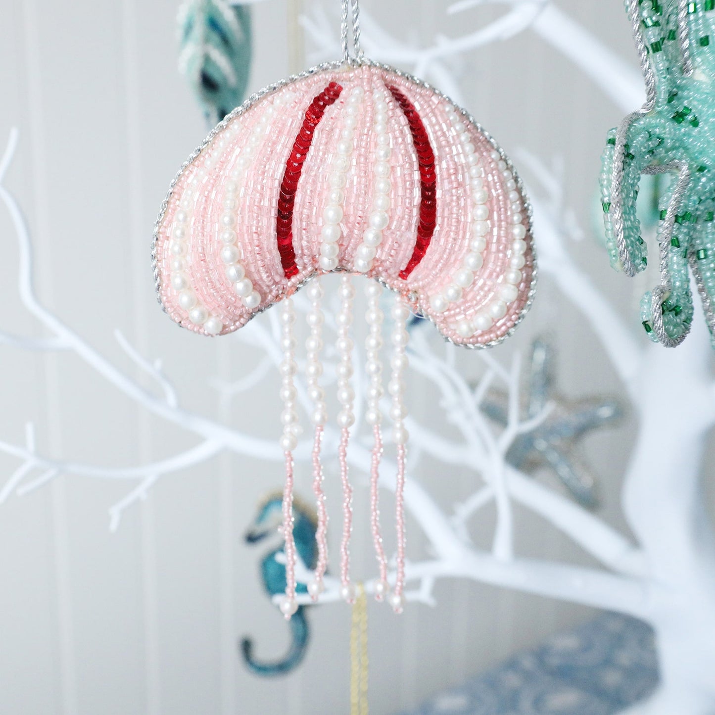 Beaded Pink Jellyfish Hanging Decoration