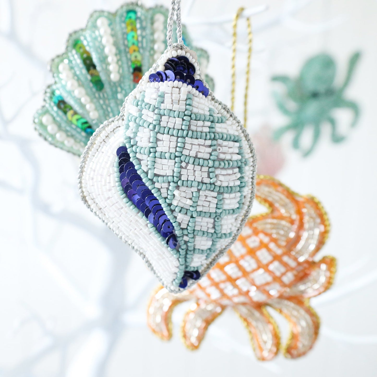 Beaded Conch Shell Hanging Decoration