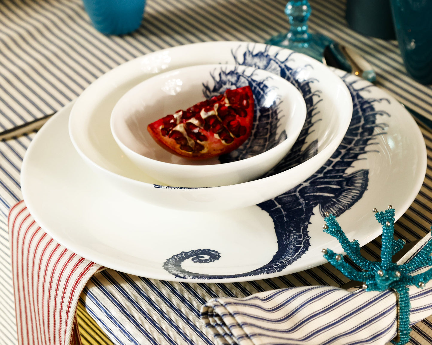 Bone China Seahorse Pasta Bowl