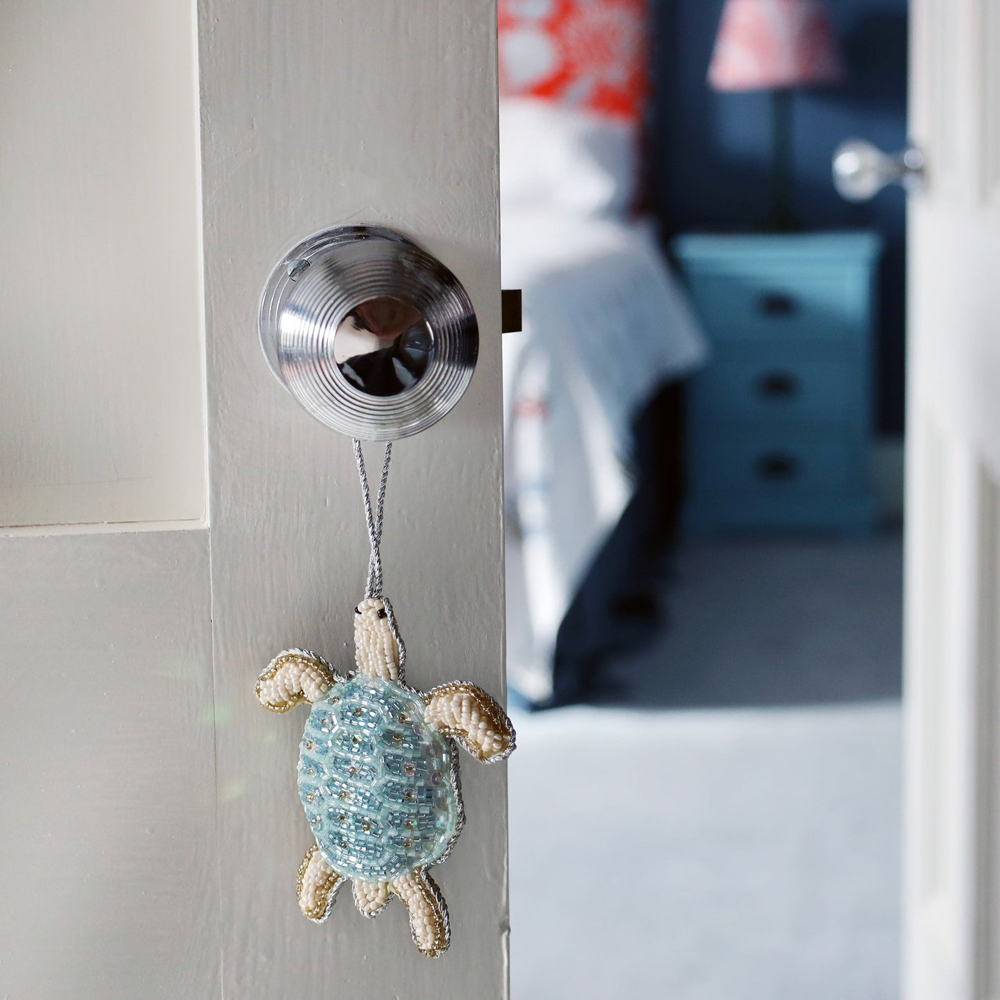 Beaded Aqua Turtle Hanging Decoration