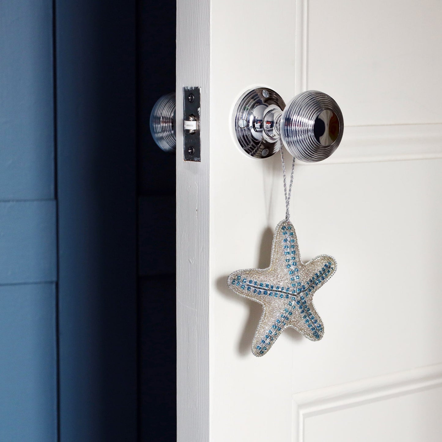 Beaded Blue Starfish Hanging Decoration