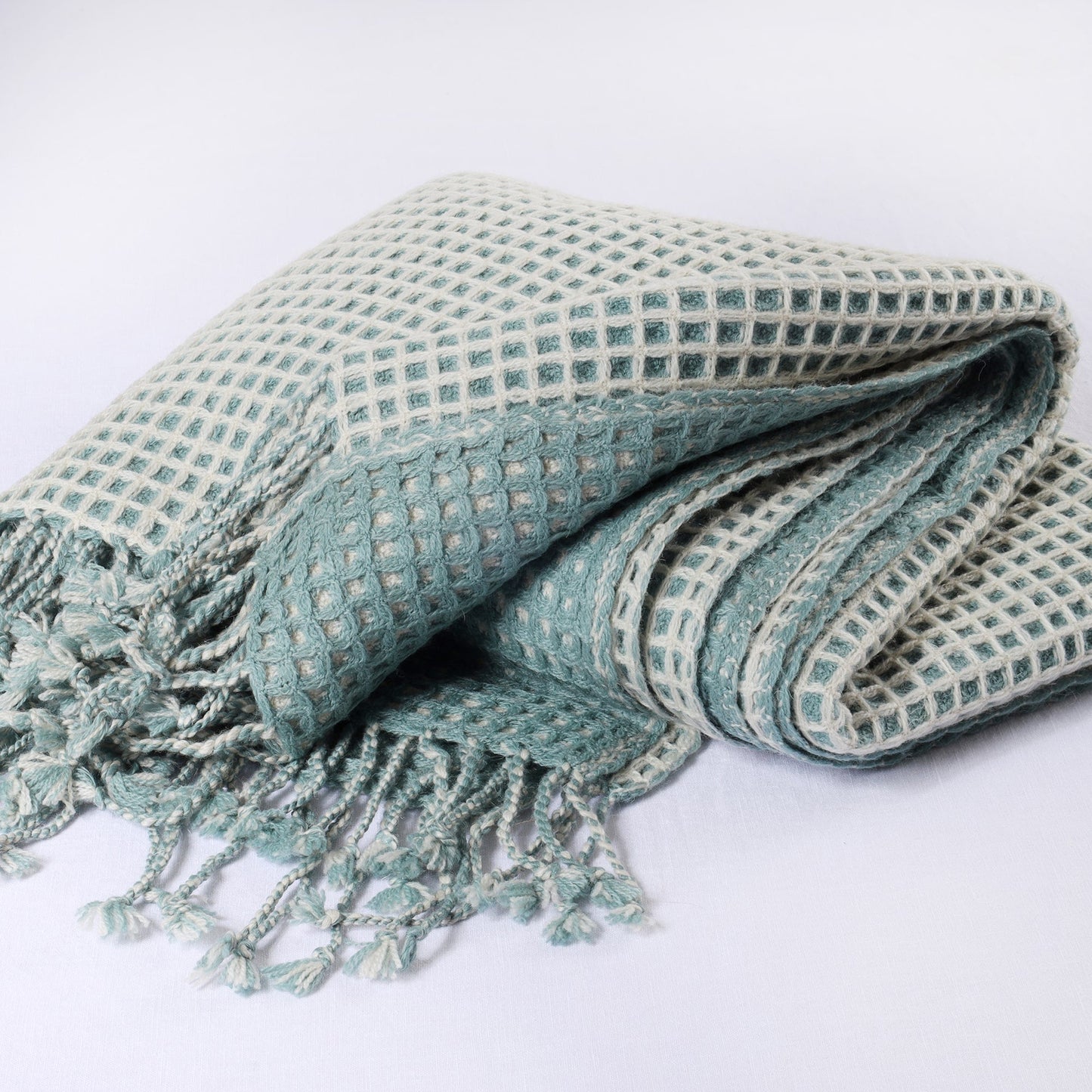 Duck Egg & Ecru Basket Weave Throw