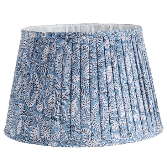 Azure Paisley Shell Pleated Lampshade Large