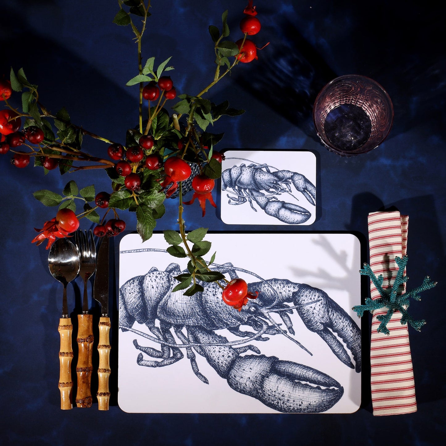 Blue And White Lobster Design Placemat