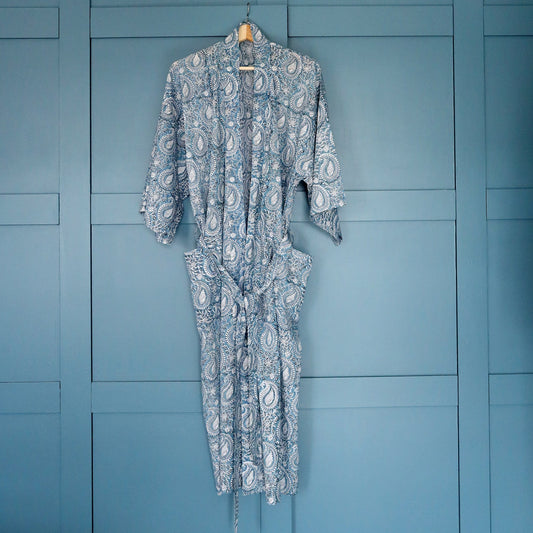 Azure Paisley Shell Dressing Gown