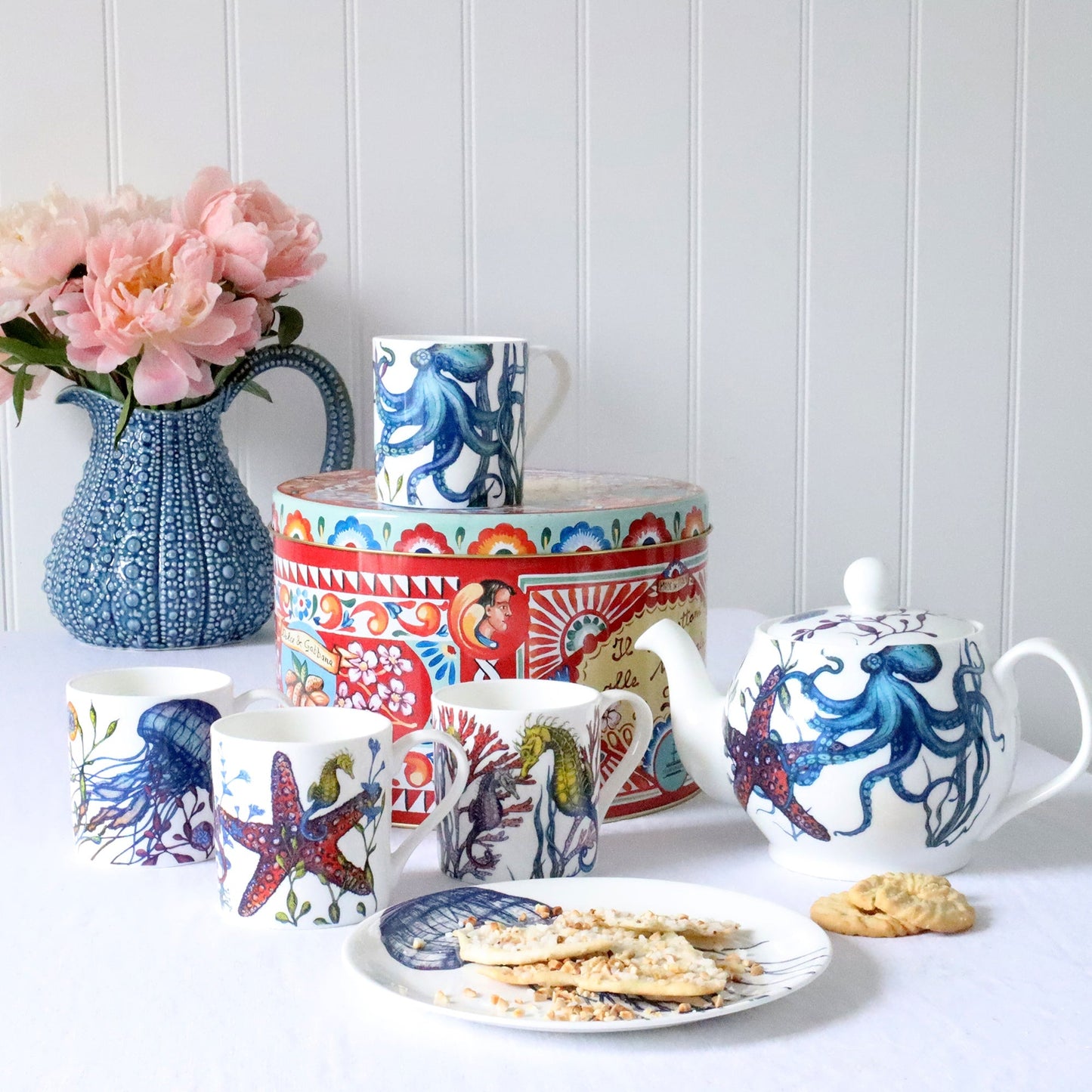 Bone China Reef Mugs Set Of Four