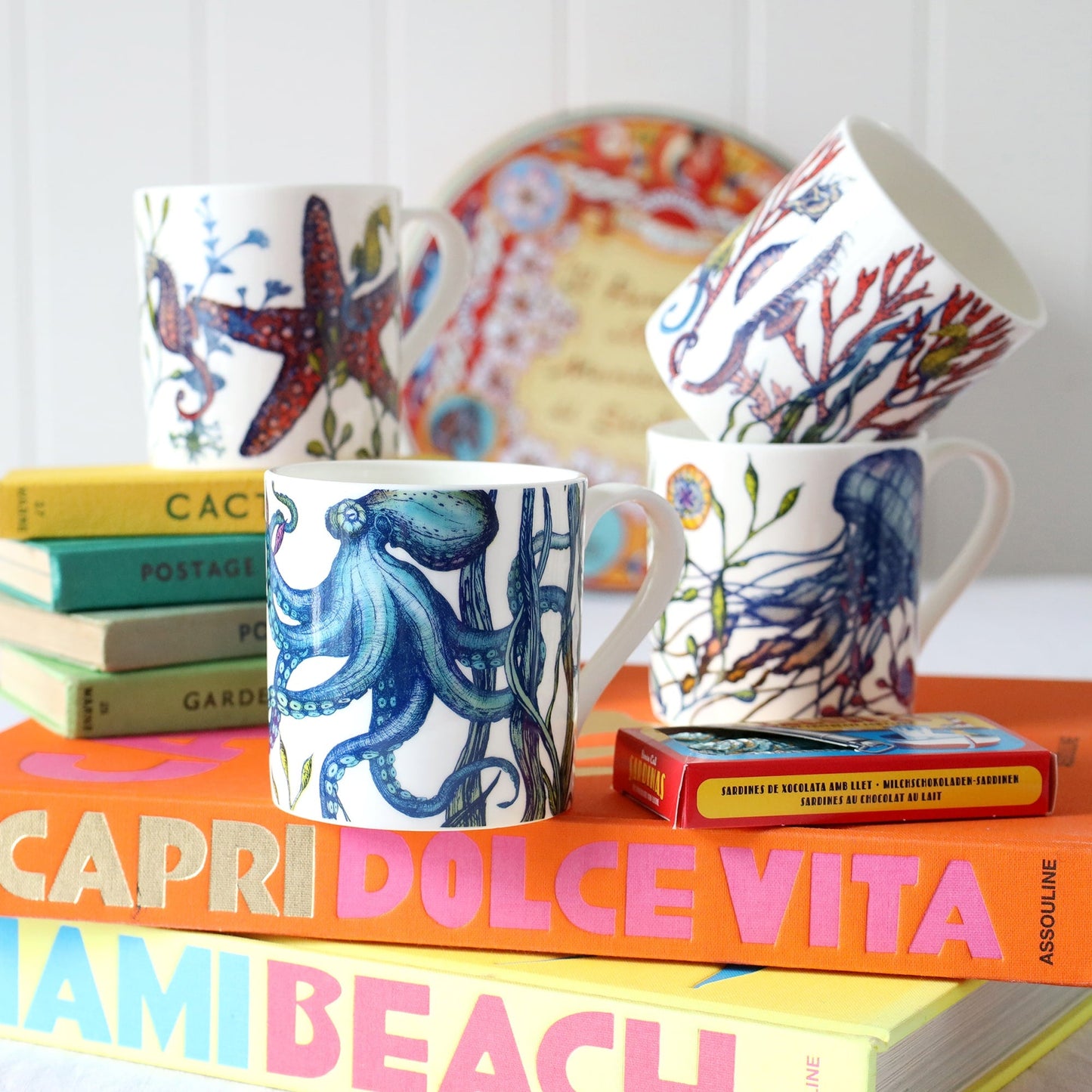 Bone China Reef Mugs Set Of Four