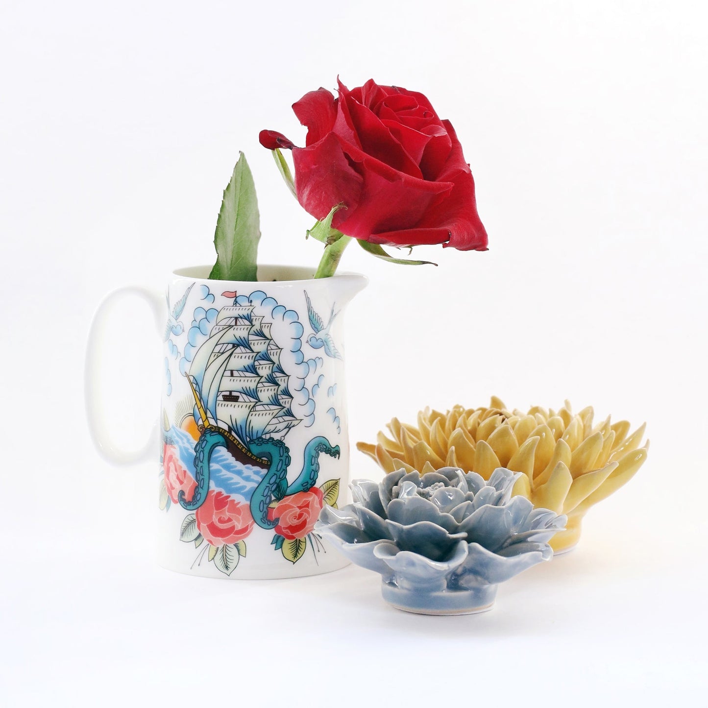 Bone China Small Ship & Kraken Jug