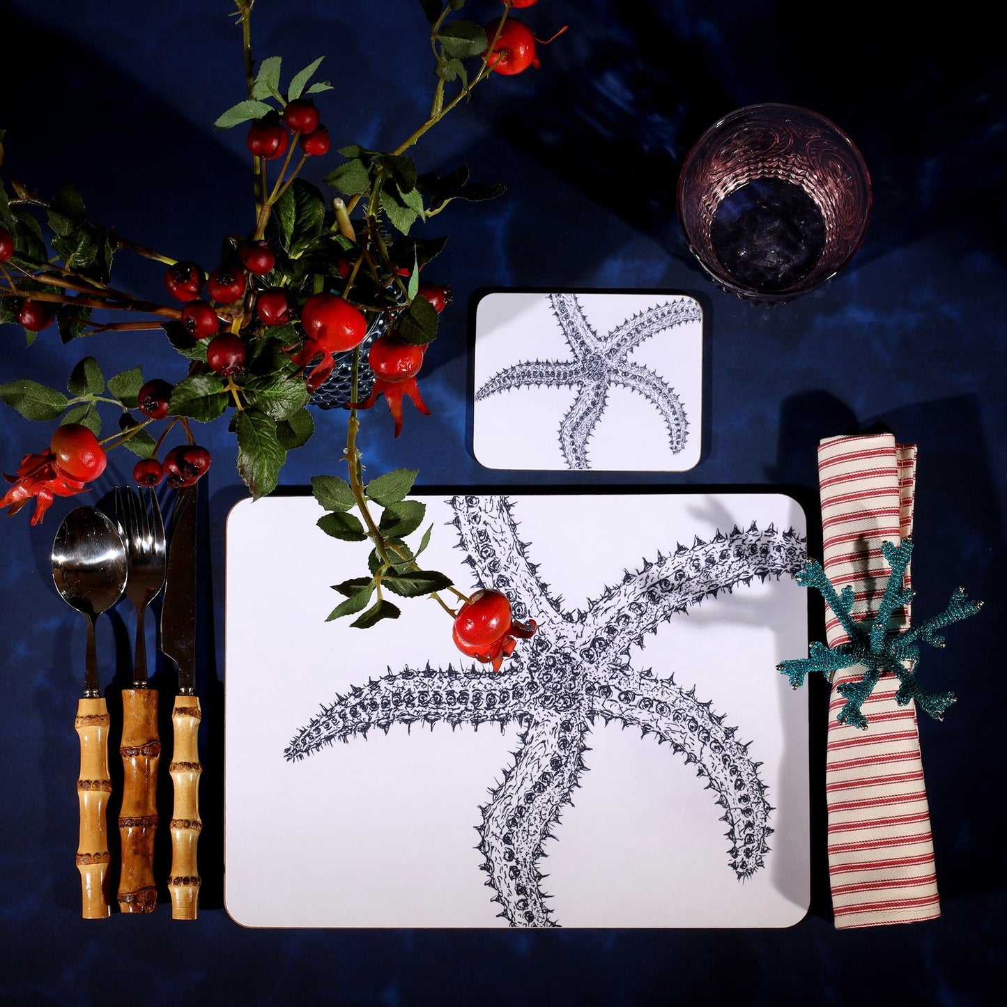 Blue And White Starfish Design Placemat