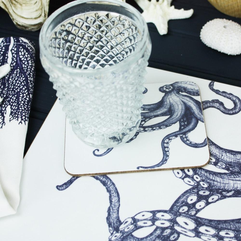 Blue And White Octopus Design Placemat